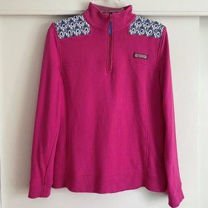Vinyard Vines Shep 1/4 Zip Pullover Longsleeve Sweatshirt Top Pink/Blue Print M